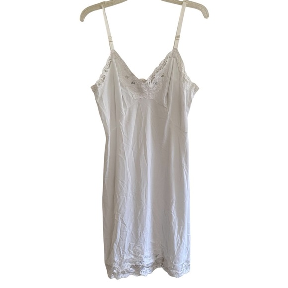 VTG Shadow Line White Lace Nightgown Mini Dress Spaghetti Straps Sweetheart 36 - Picture 1 of 10